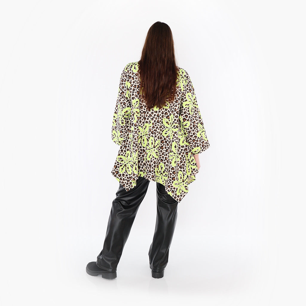 AKH Fashion 7123 Big Shirt, Beige-Brown-Neon Green
