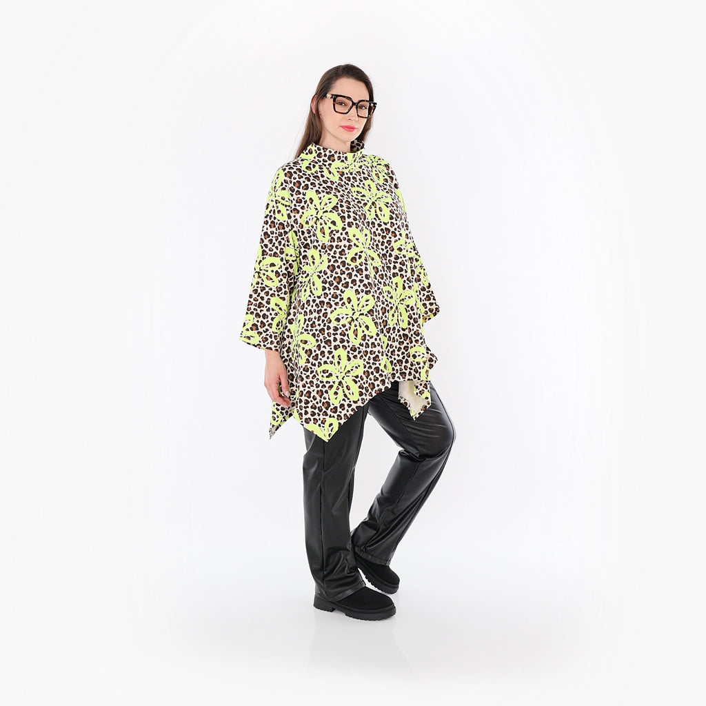 AKH Fashion 7123 Big Shirt, Beige-Brown-Neon Green