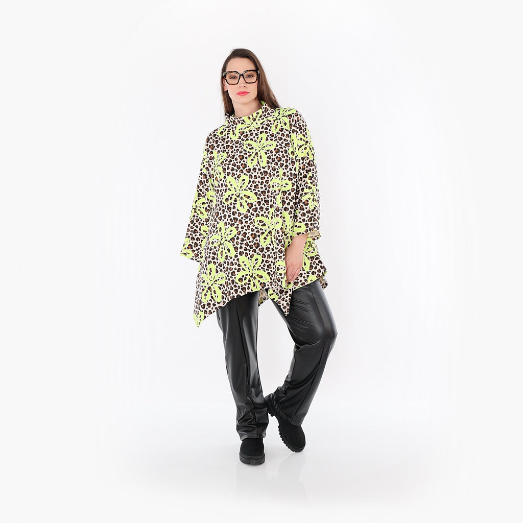 AKH Fashion 7123 Big Shirt, Beige-Brown-Neon Green