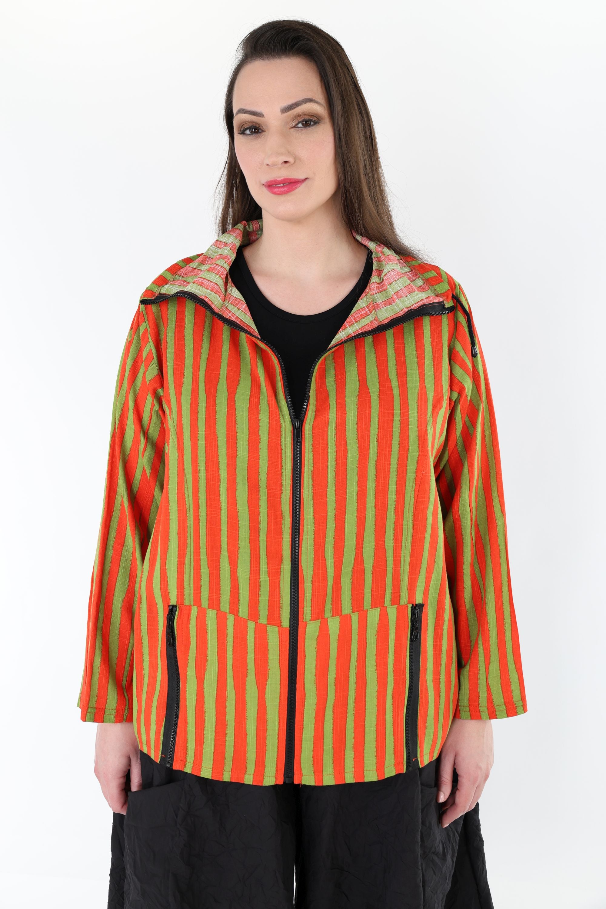 AKH Fashion 7192 Jacke, Orange-Apfelgrün