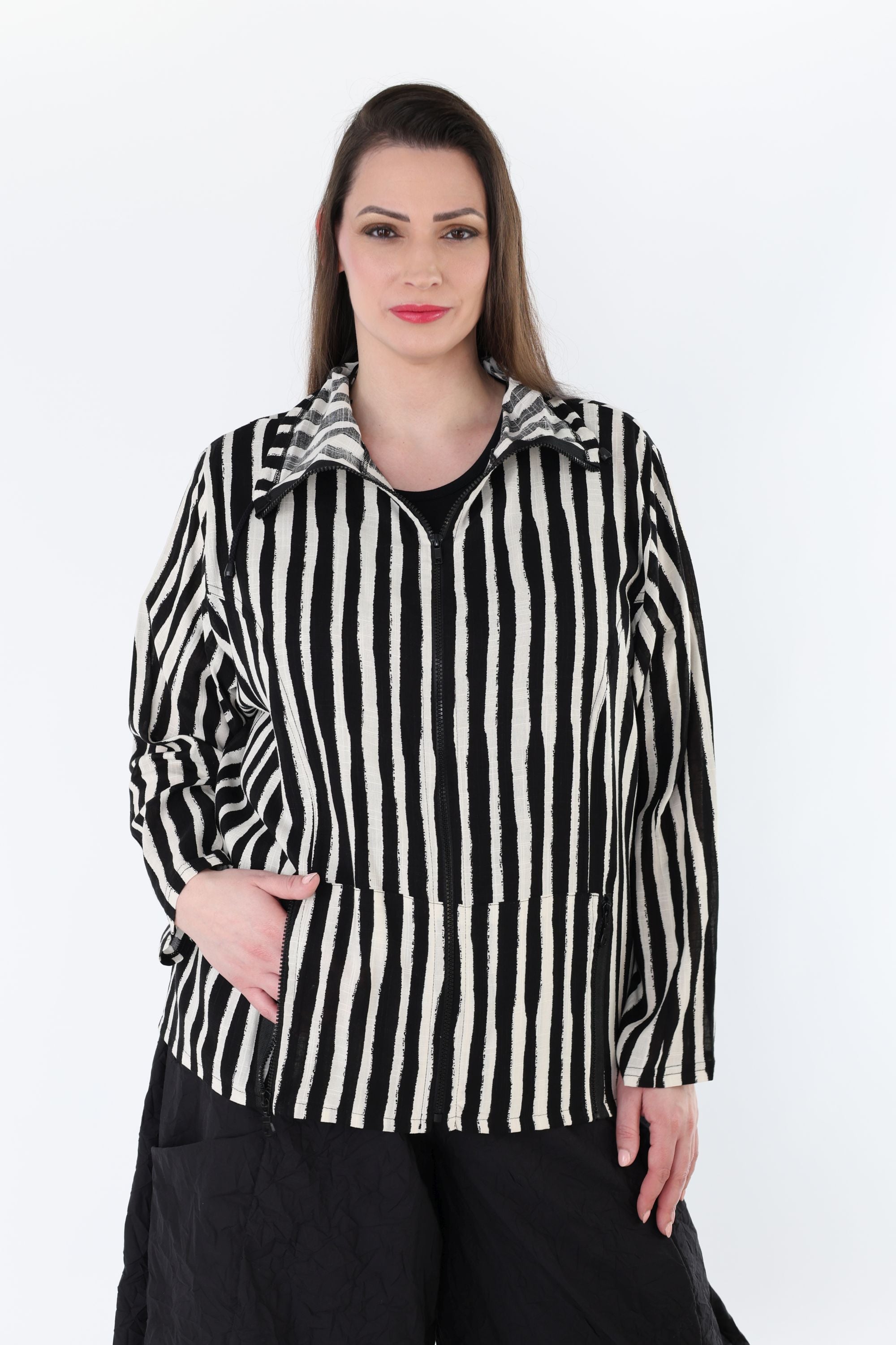 AKH Fashion 7192 Jacke, Schwarz-Weiß