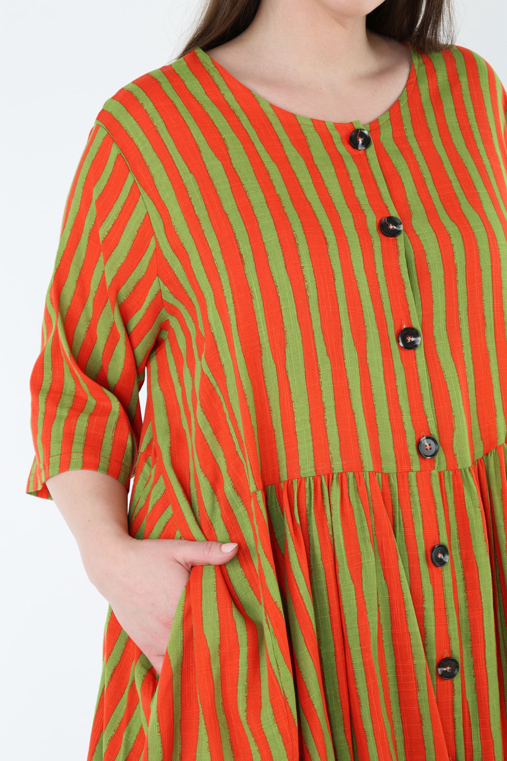 AKH Fashion 7200 Bluse, Orange-Apfelgrün
