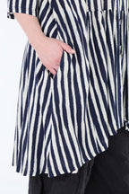 AKH Fashion 7200 Bluse, Marine-Weiß