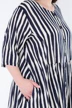 AKH Fashion 7200 Bluse, Marine-Weiß