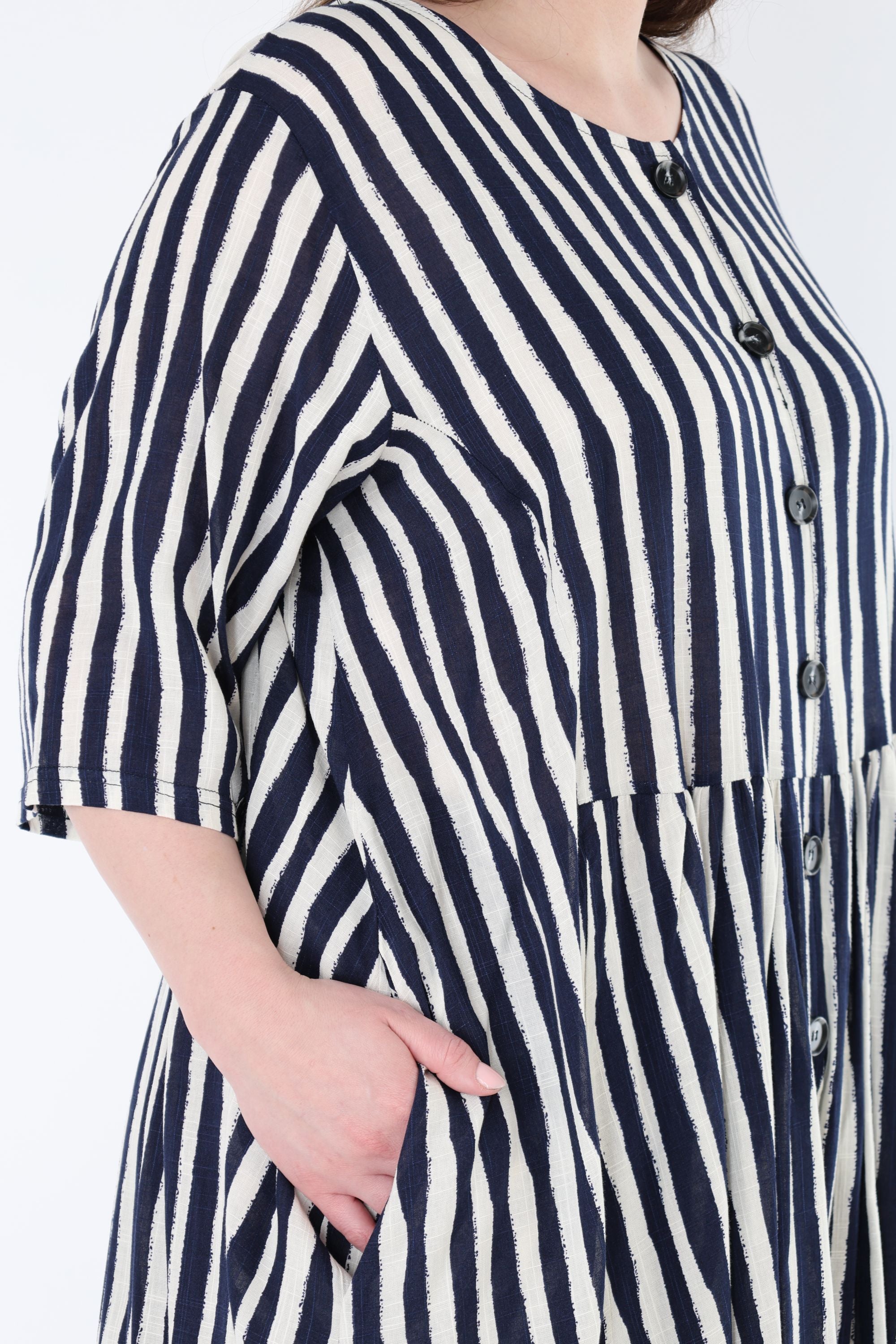 AKH Fashion 7200 Bluse, Marine-Weiß