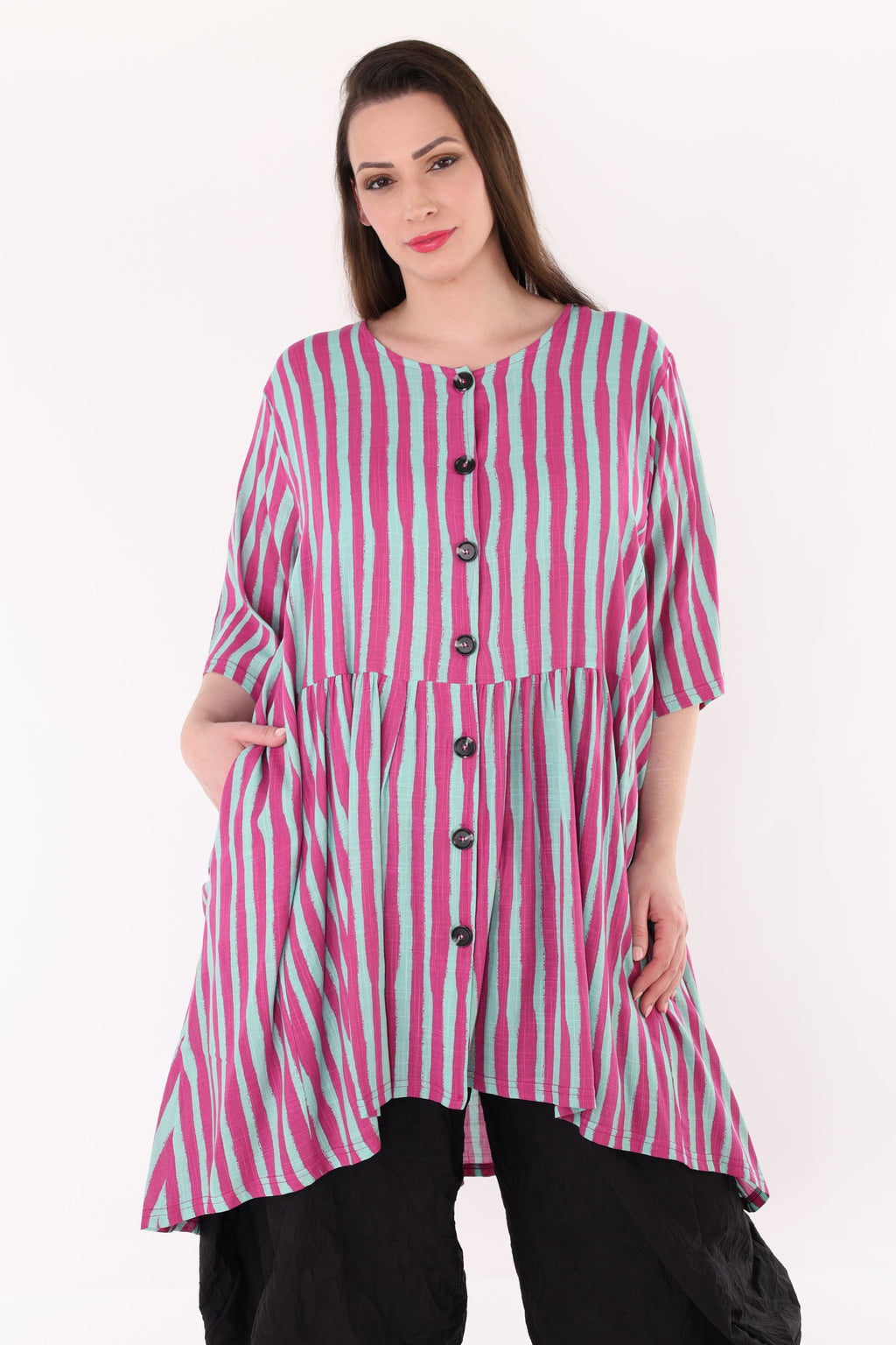 AKH Fashion 7200 Bluse, Fuchsia-Mint