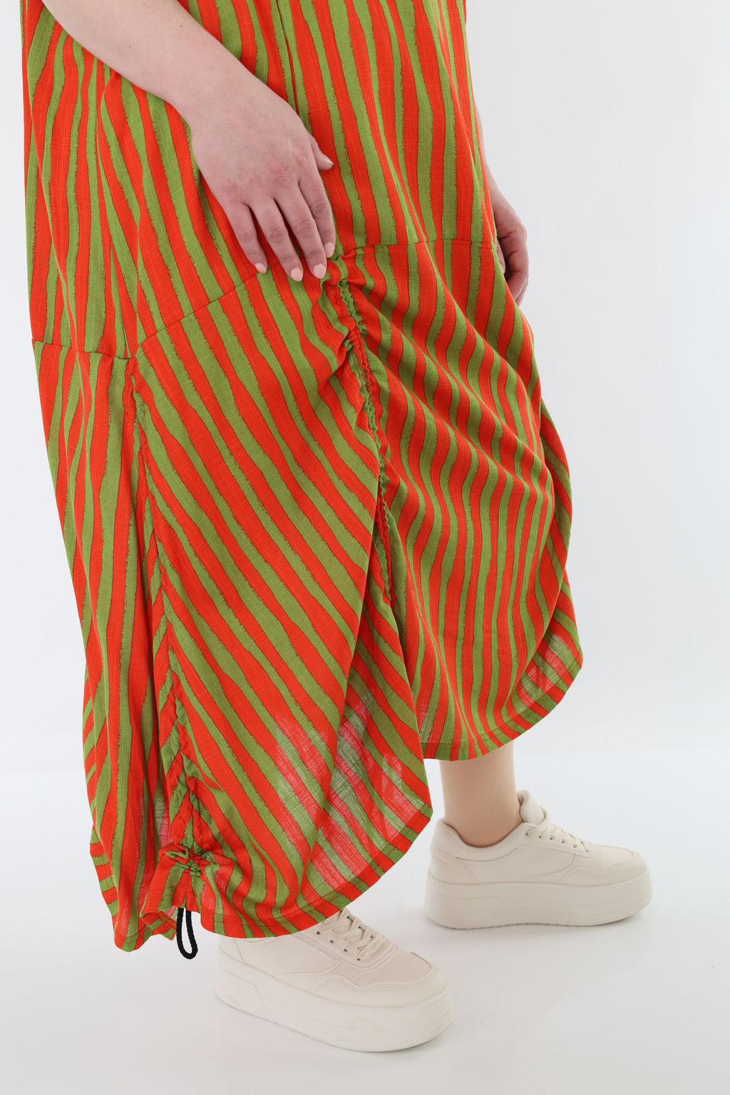 AKH Fashion 7201 Kleid, Orange-Apfelgrün