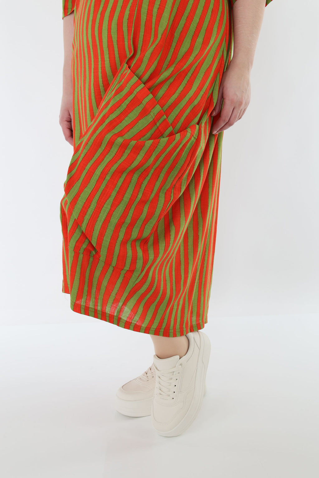 AKH Fashion 6695 Kleid, Orange-Apfelgrün
