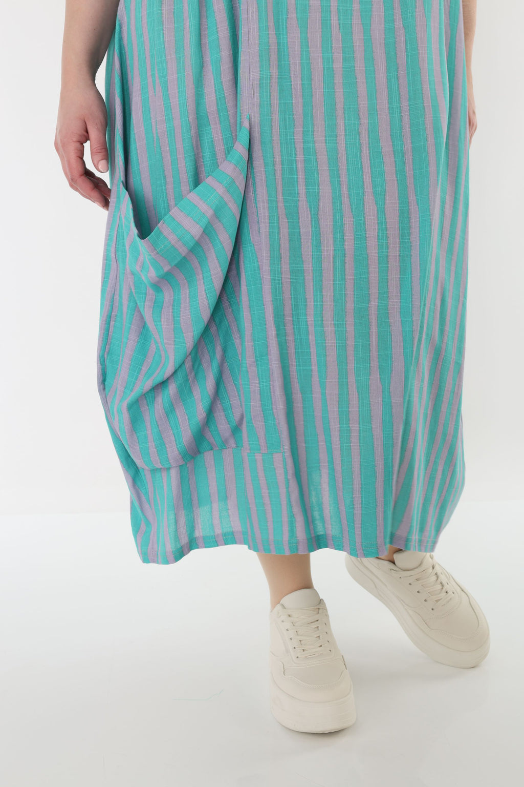AKH Fashion 6695 Kleid, Grün-Flieder