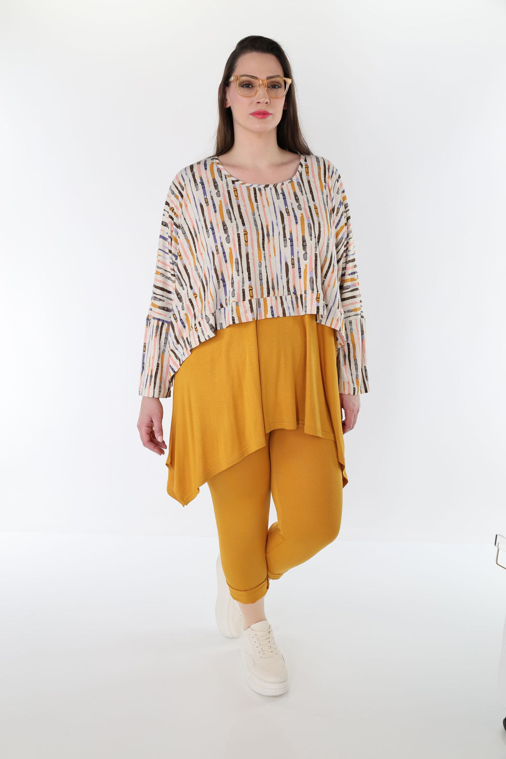 AKH Fashion 7011 Überwurf, Ecru-Rosa-Multi