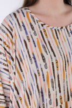 AKH Fashion 7011 Überwurf, Ecru-Rosa-Multi