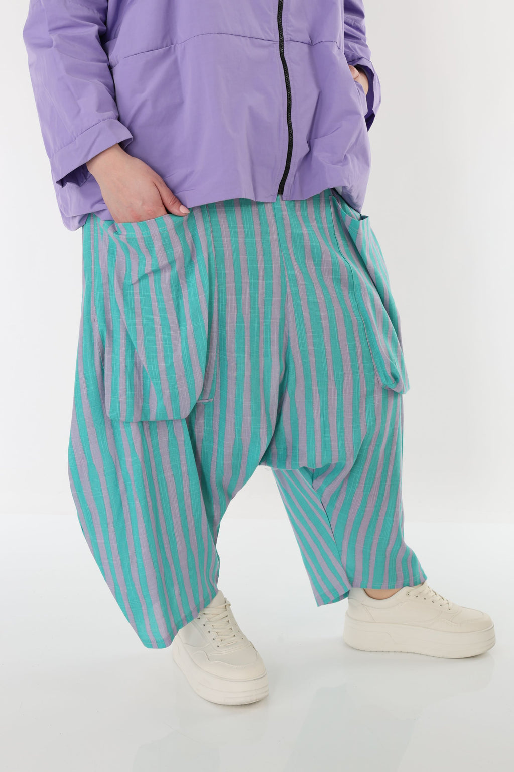 AKH Fashion 7196 Hose, Grün-Flieder