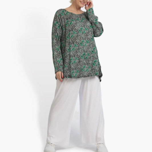 A-line summer shirt made of quality poplin, white-black-green