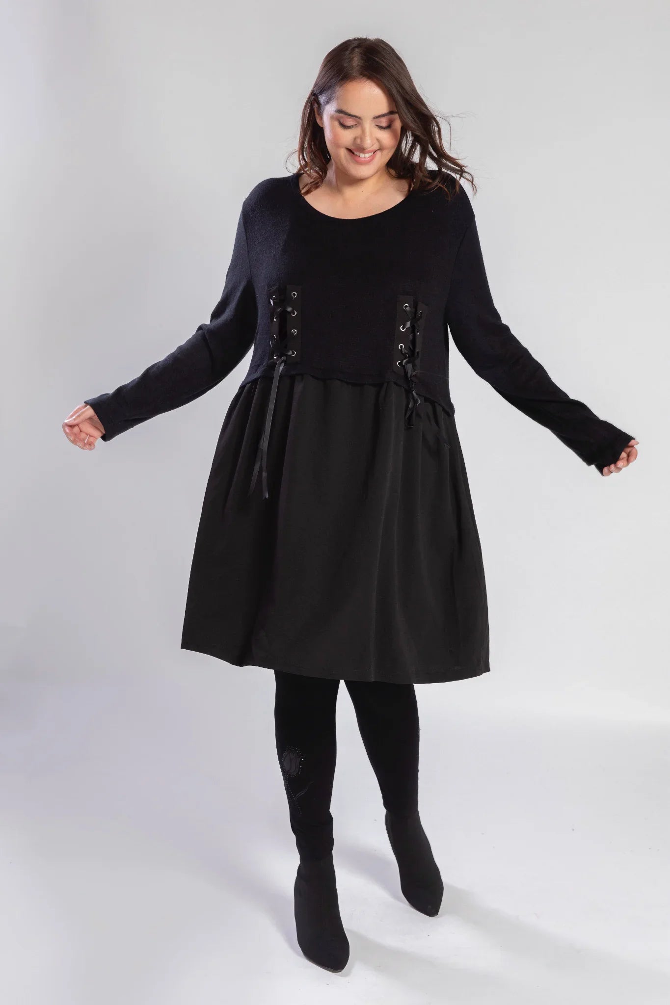 Pomme Rouge Kleid A816, Schwarz