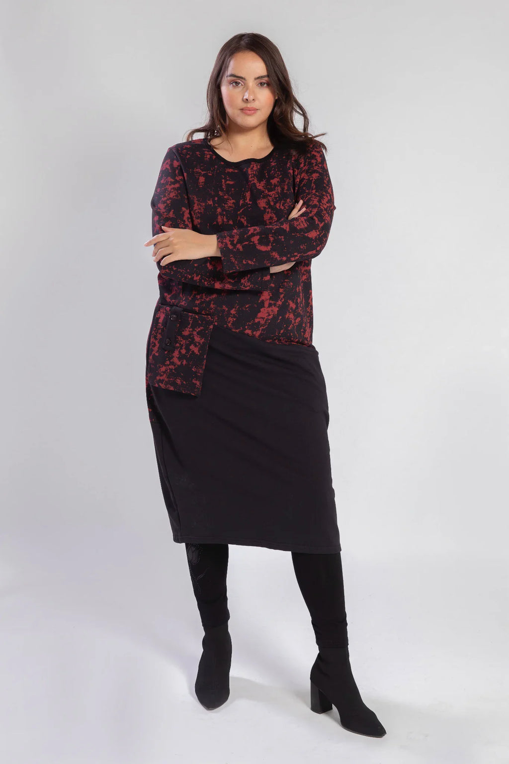 PMR A829 Dress, Black-Red