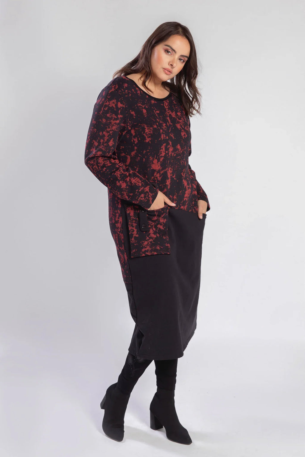 PMR A829 Dress, Black-Red