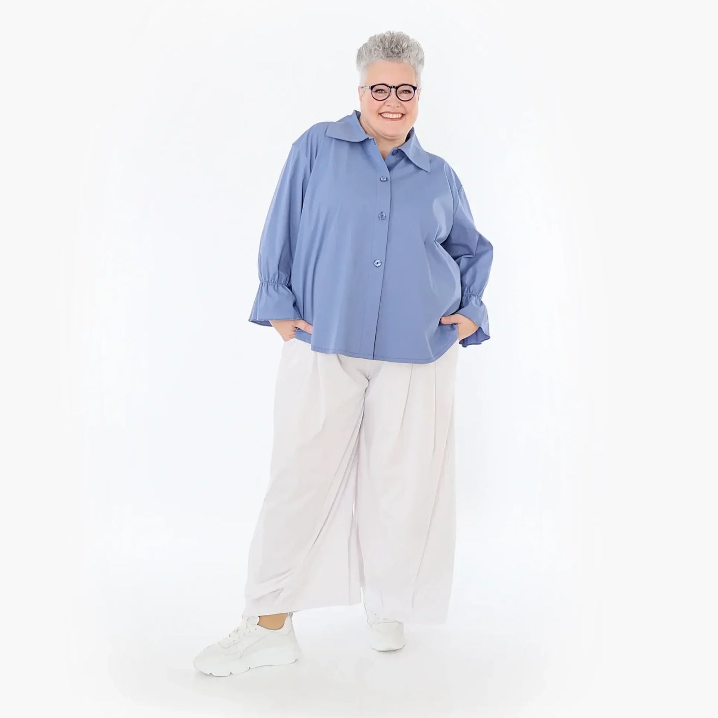 AKH Fashion 7062 Bluse, Azurblau