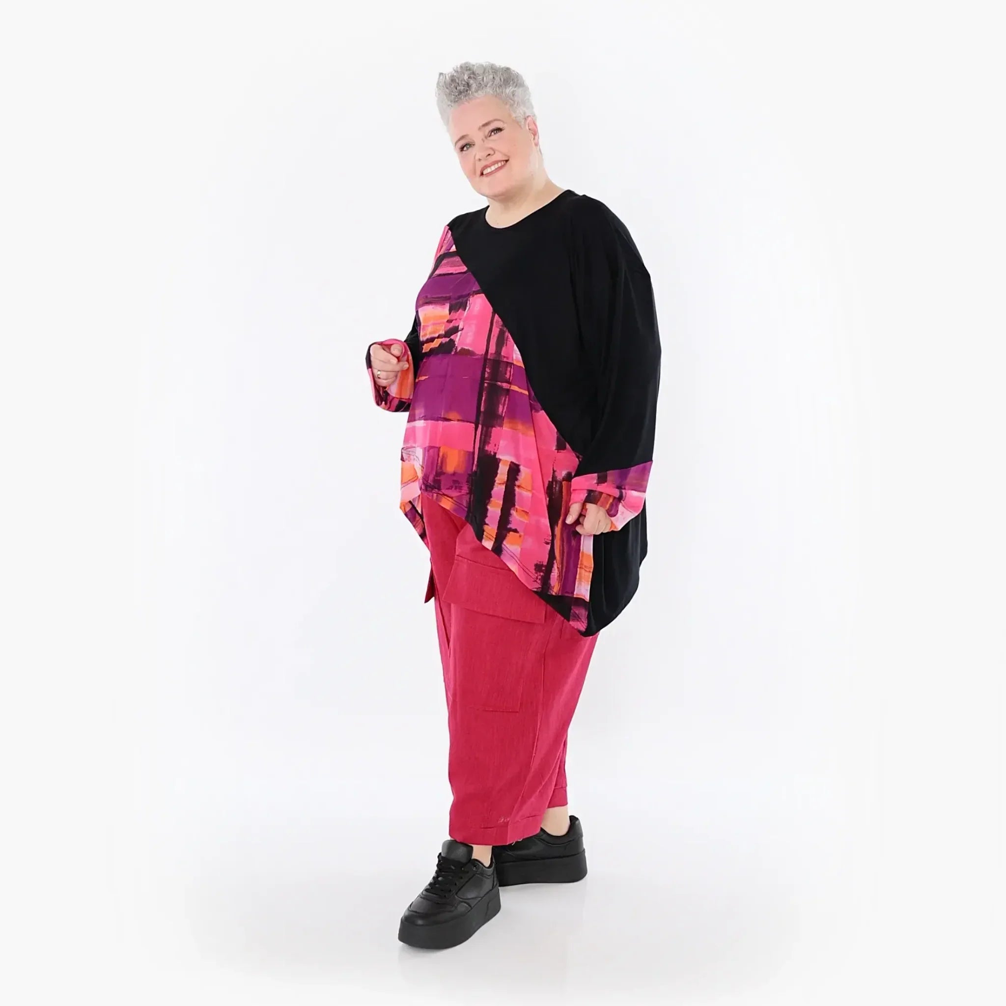 AKH Fashion Shirt 7013 Aquarell, Schwarz/Multi