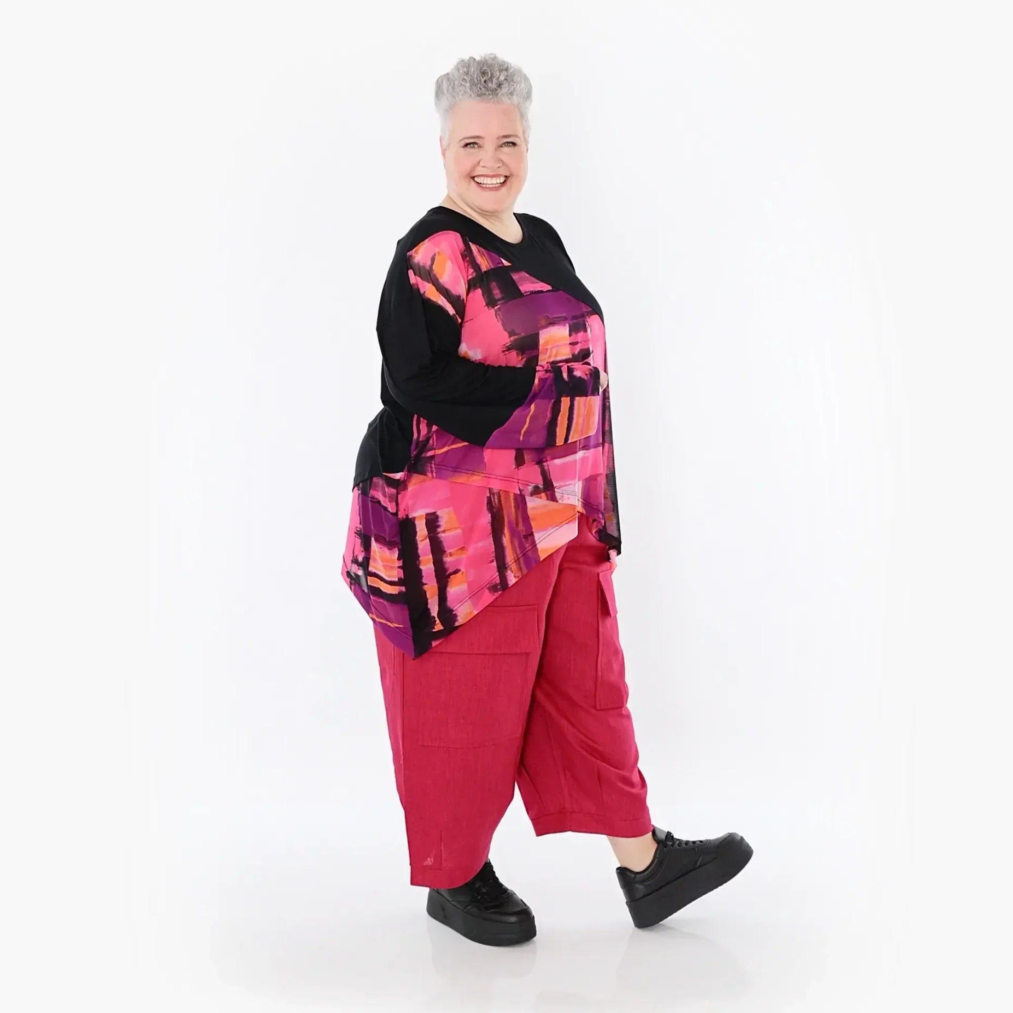 AKH Fashion Shirt 7013 Aquarell, Schwarz/Multi