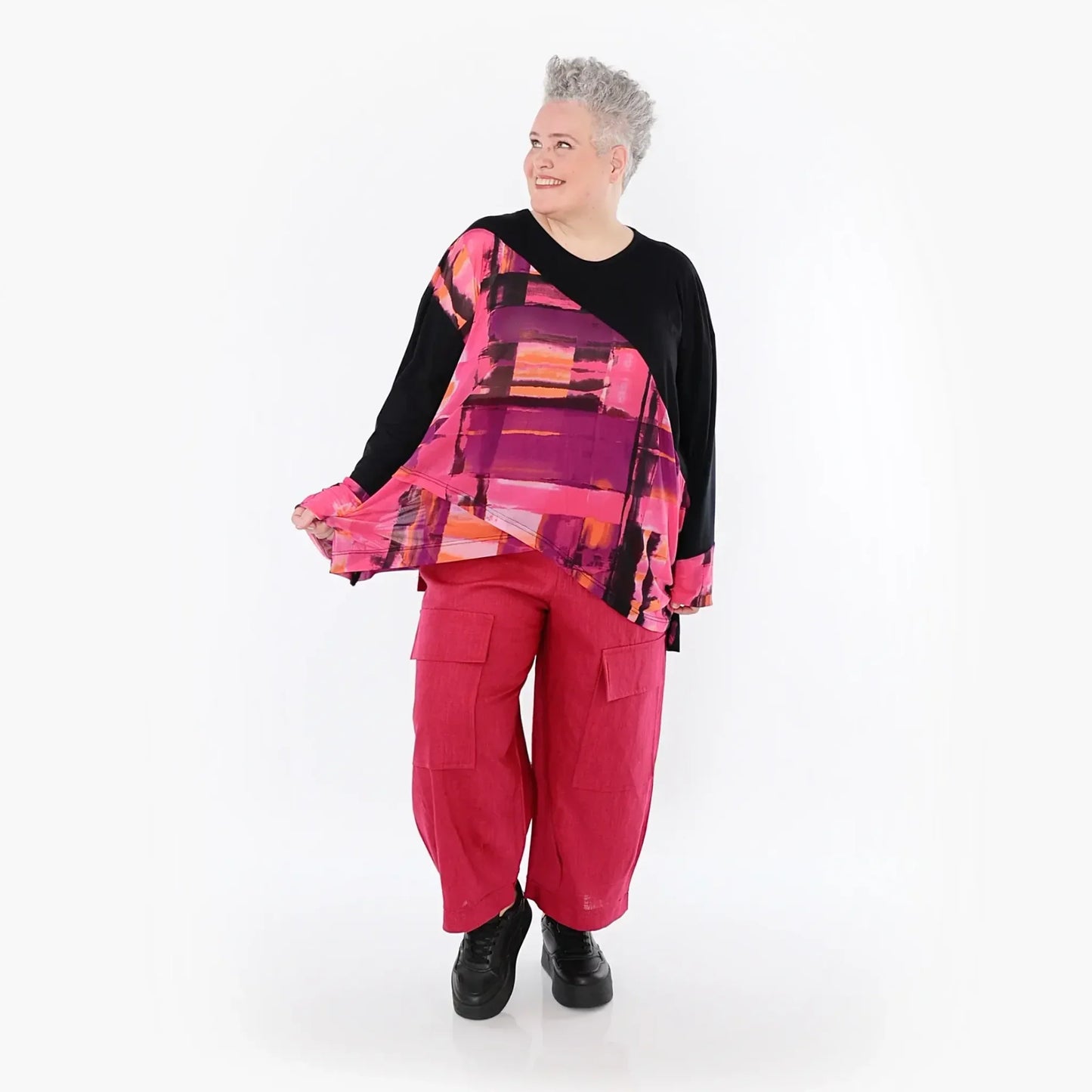 AKH Fashion 7013 Big Shirt, Schwarz-Multi