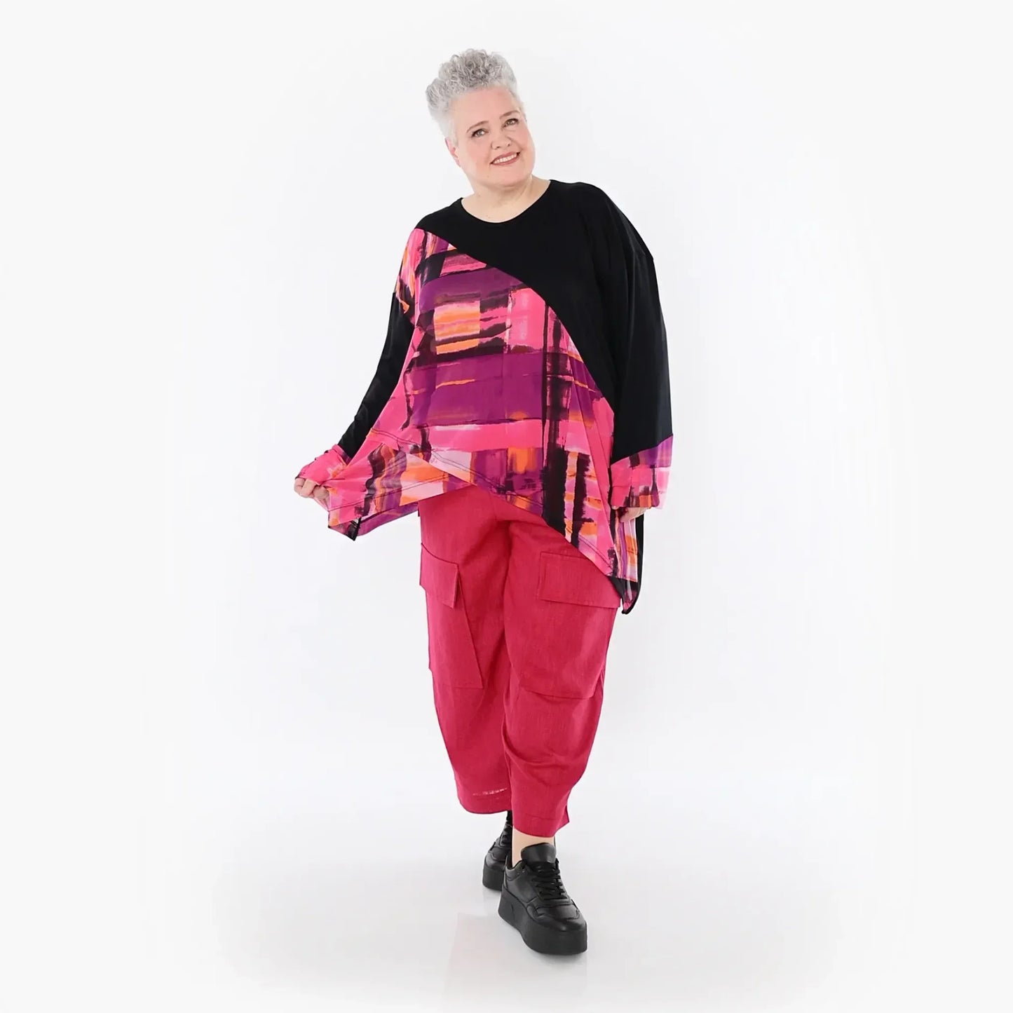 AKH Fashion 7013 Big Shirt, Schwarz-Multi