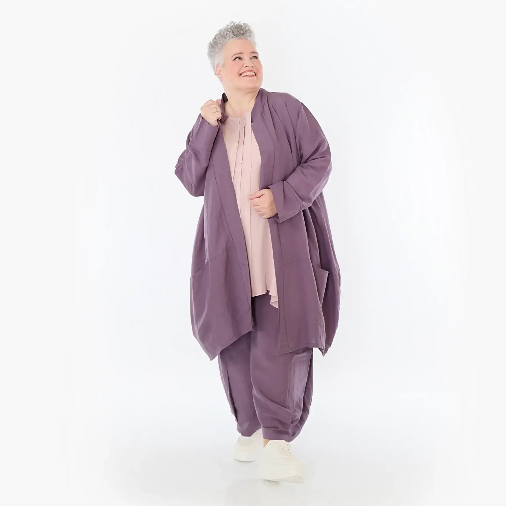 AKH Fashion 7094 Cardigan, Plum