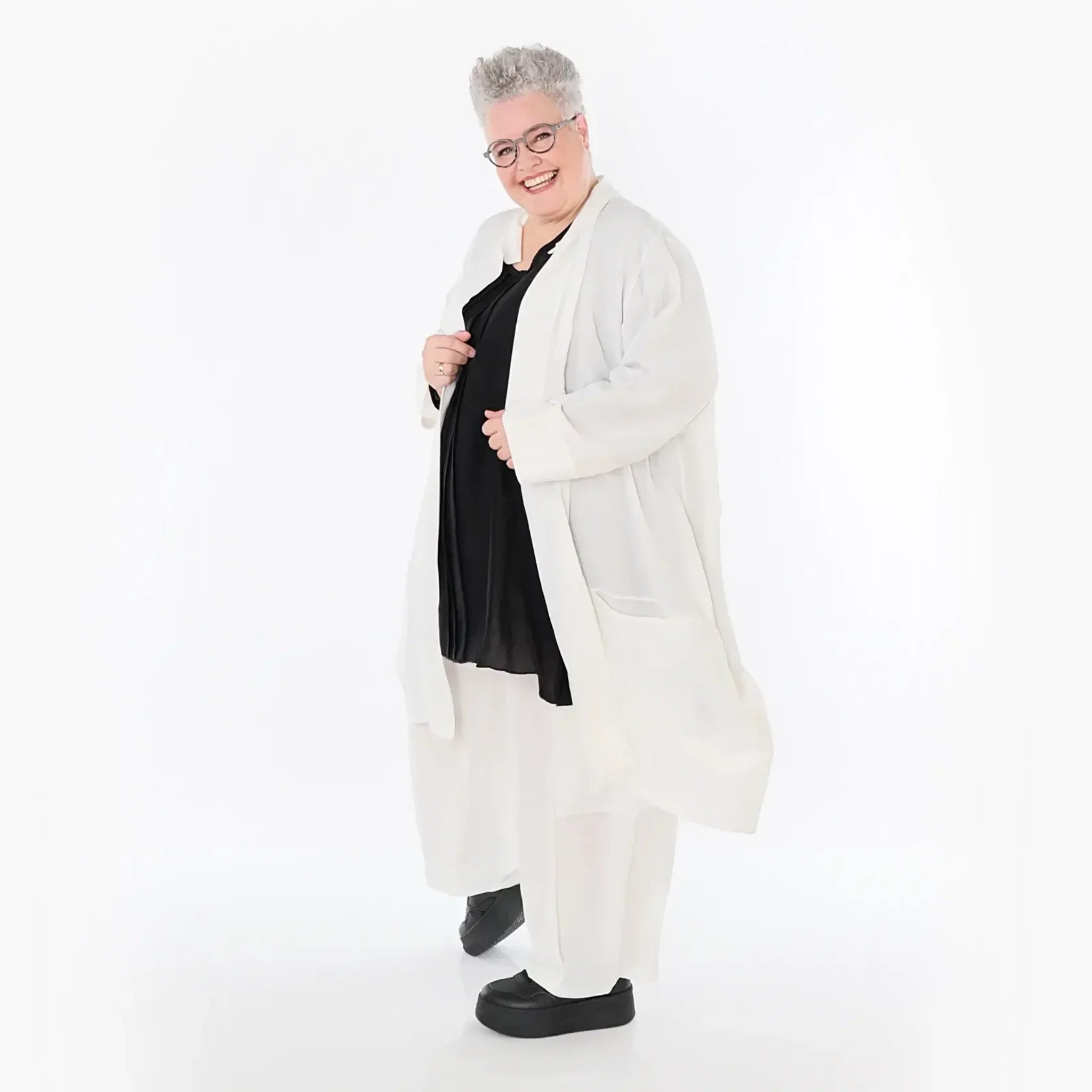 Cardigan AKH Fashion 7094, blanc