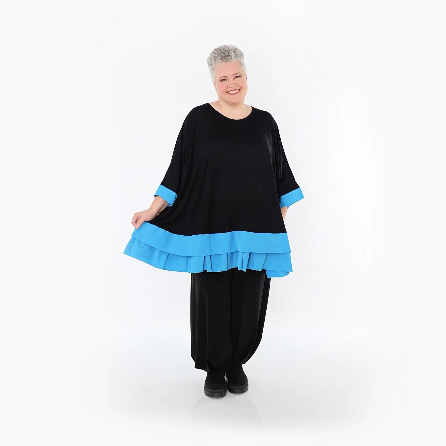 AKH Fashion 7103 Big Shirt, Schwarz-Blau