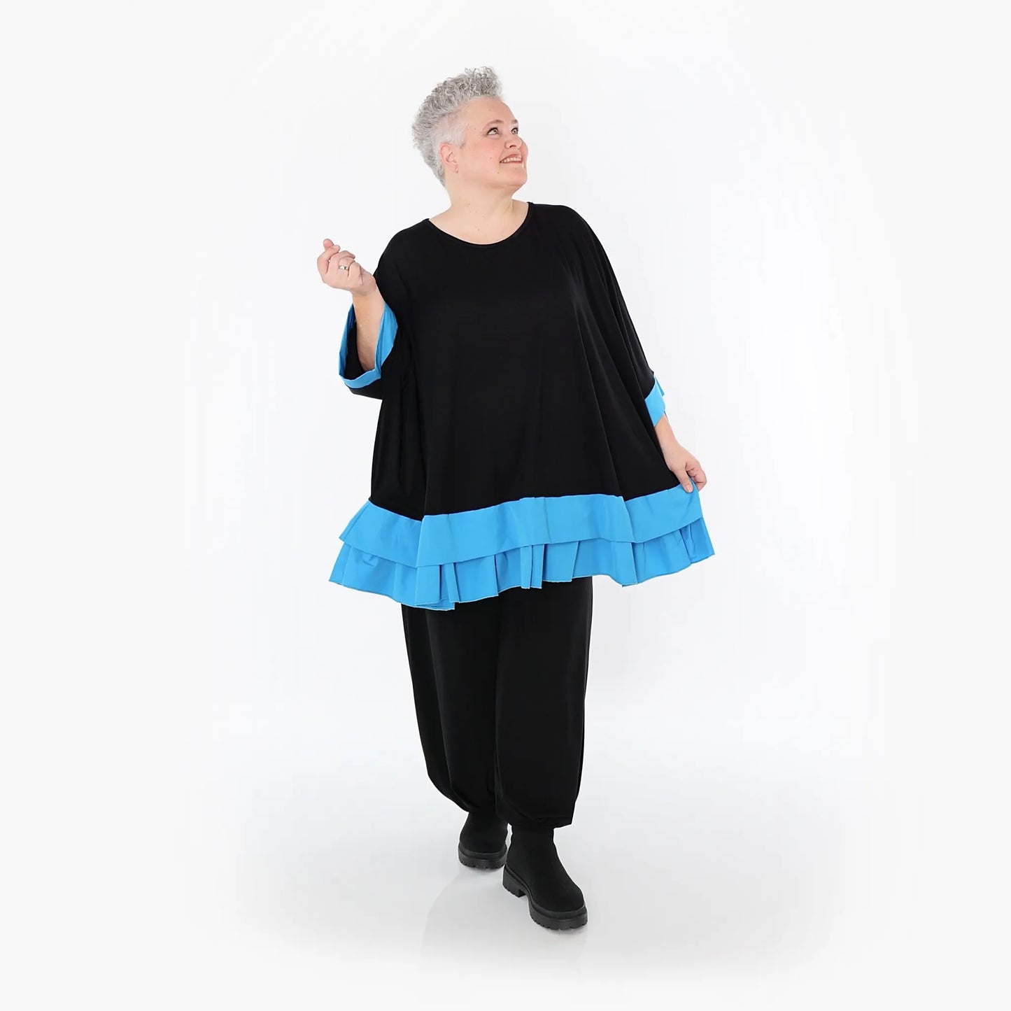 AKH Fashion 7103 Big Shirt, Schwarz-Blau