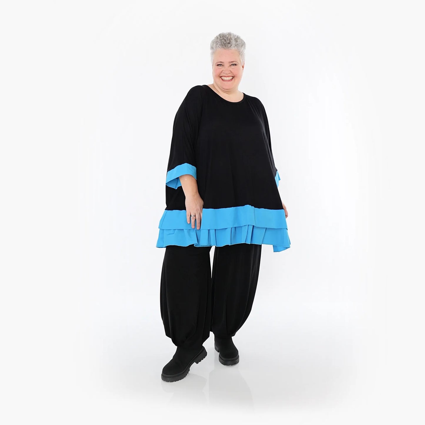 AKH Fashion 7103 Big Shirt, Schwarz-Blau