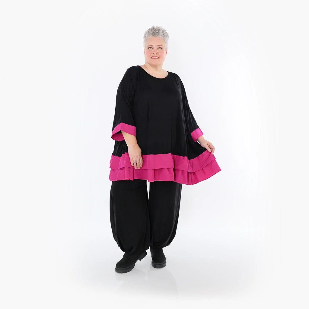 AKH Fashion 7103 Big Shirt, Black-Fuchsia