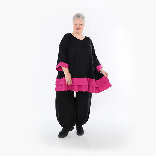 AKH Fashion 7103 Big Shirt, Schwarz-Fuchsia