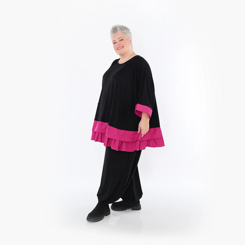 AKH Fashion 7103 Big Shirt, Black-Fuchsia