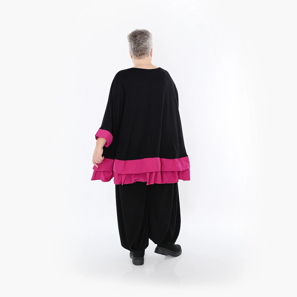 AKH Fashion 7103 Big Shirt, Black-Fuchsia