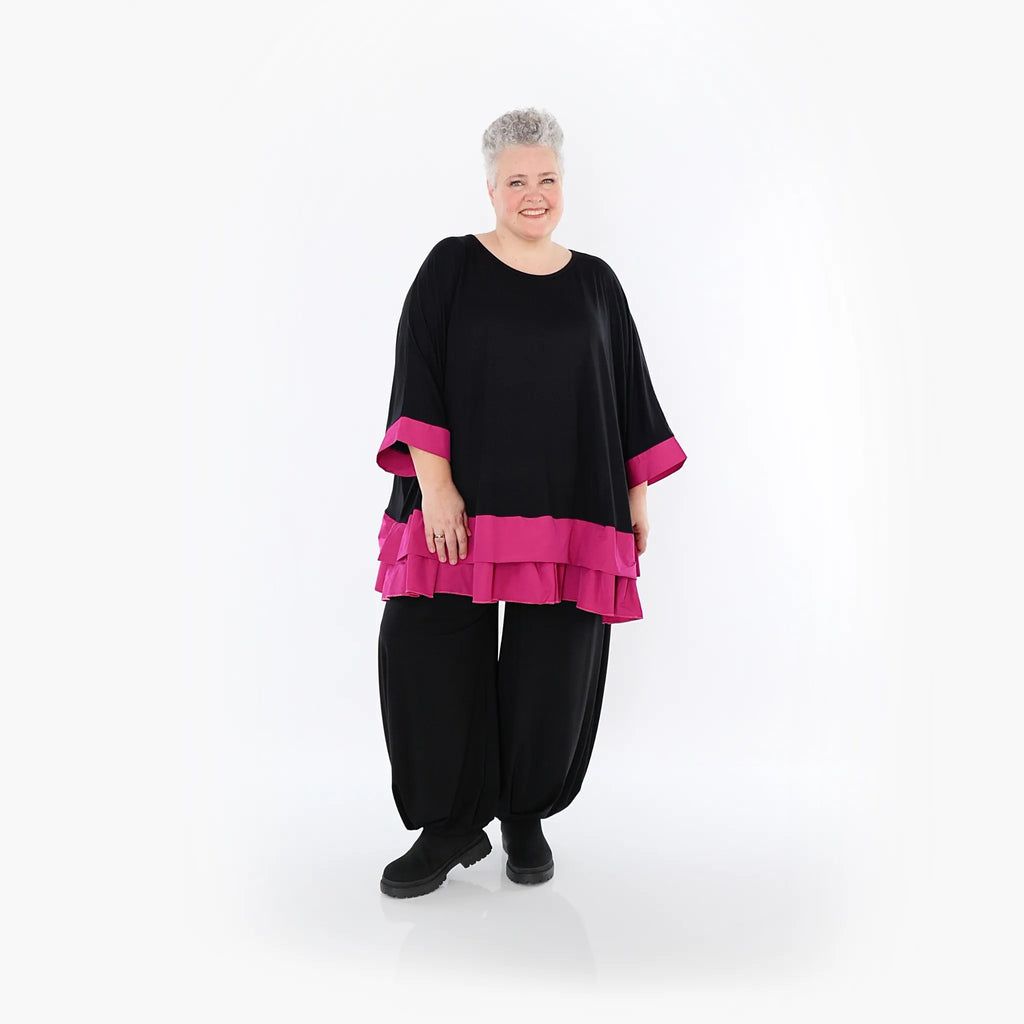 AKH Fashion 7103 Big Shirt, Black-Fuchsia