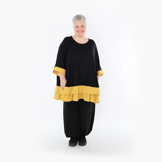 AKH Fashion 7103 Big Shirt, Schwarz-Honiggelb