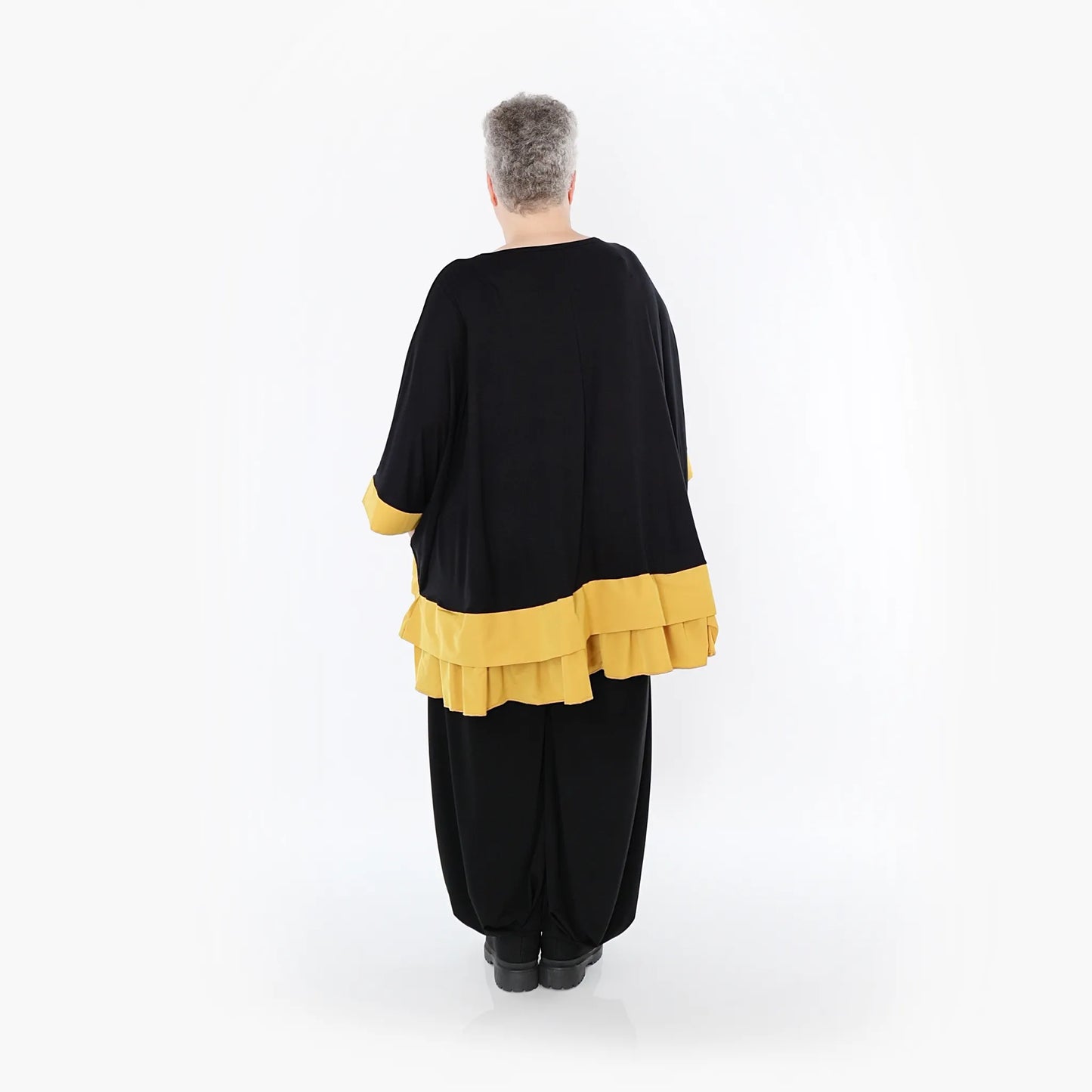 AKH Fashion 7103 Big Shirt, Schwarz-Honiggelb