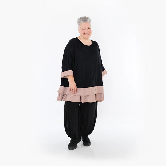 AKH Fashion 7103 Big Shirt, Schwarz-Mauve