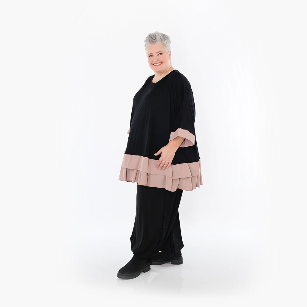 Chemise grande taille AKH Fashion 7103, noir-mauve
