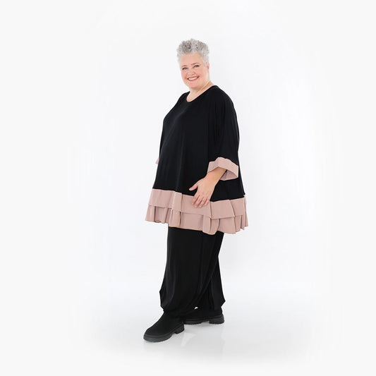 AKH Fashion 7103 Big Shirt, Schwarz-Mauve