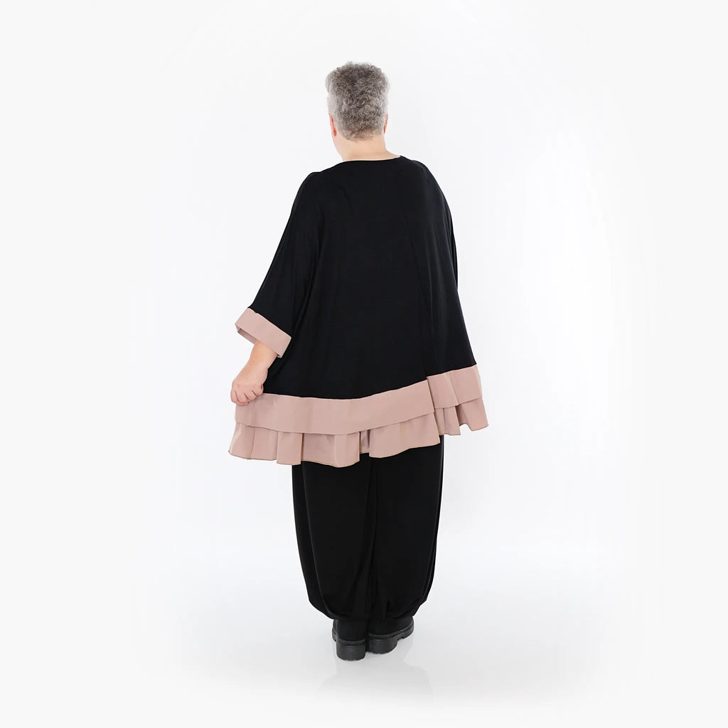 Chemise grande taille AKH Fashion 7103, noir-mauve