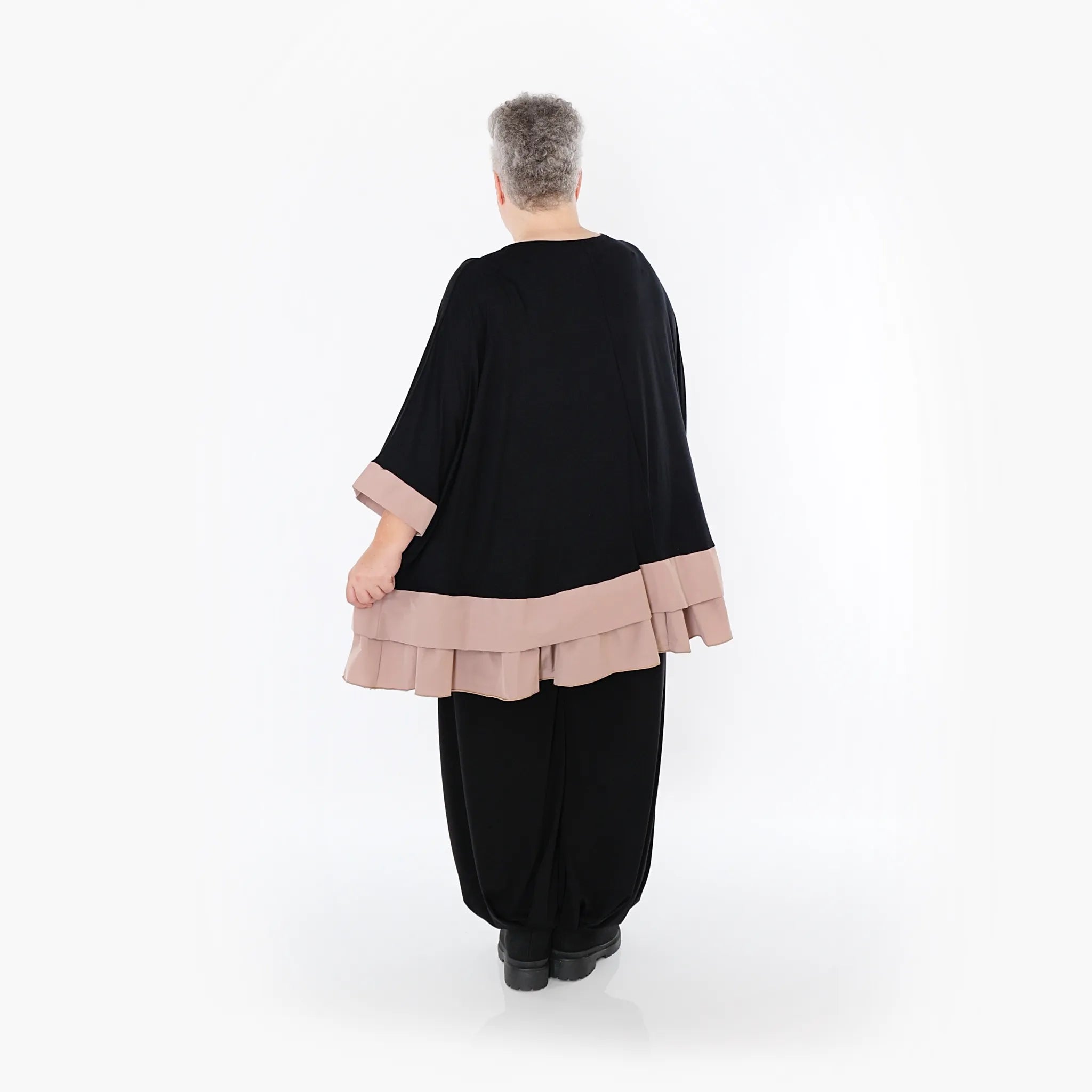 Chemise grande taille AKH Fashion 7103, noir-mauve