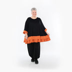 Chemise ample AKH Fashion 7103, noir-orange
