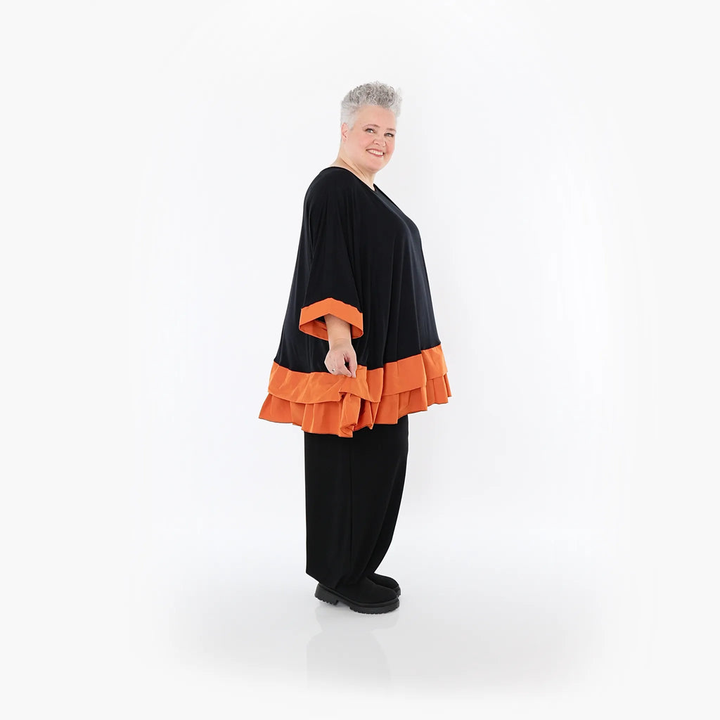 Chemise ample AKH Fashion 7103, noir-orange