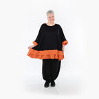 Chemise ample AKH Fashion 7103, noir-orange
