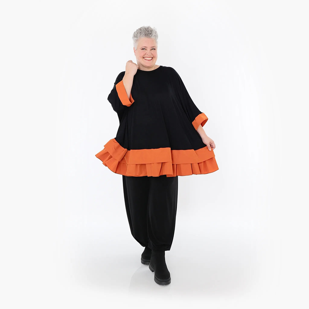 Chemise ample AKH Fashion 7103, noir-orange