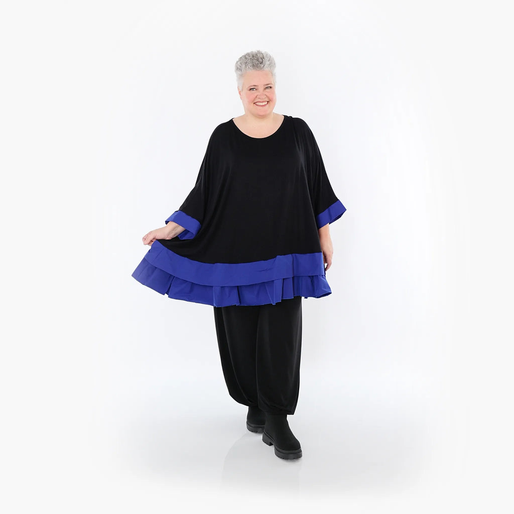 Chemise ample AKH Fashion 7103, noir-bleu roi