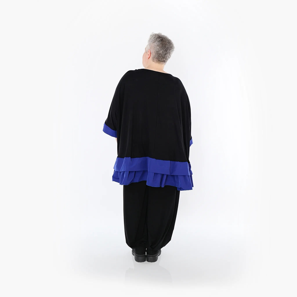 Chemise ample AKH Fashion 7103, noir-bleu roi