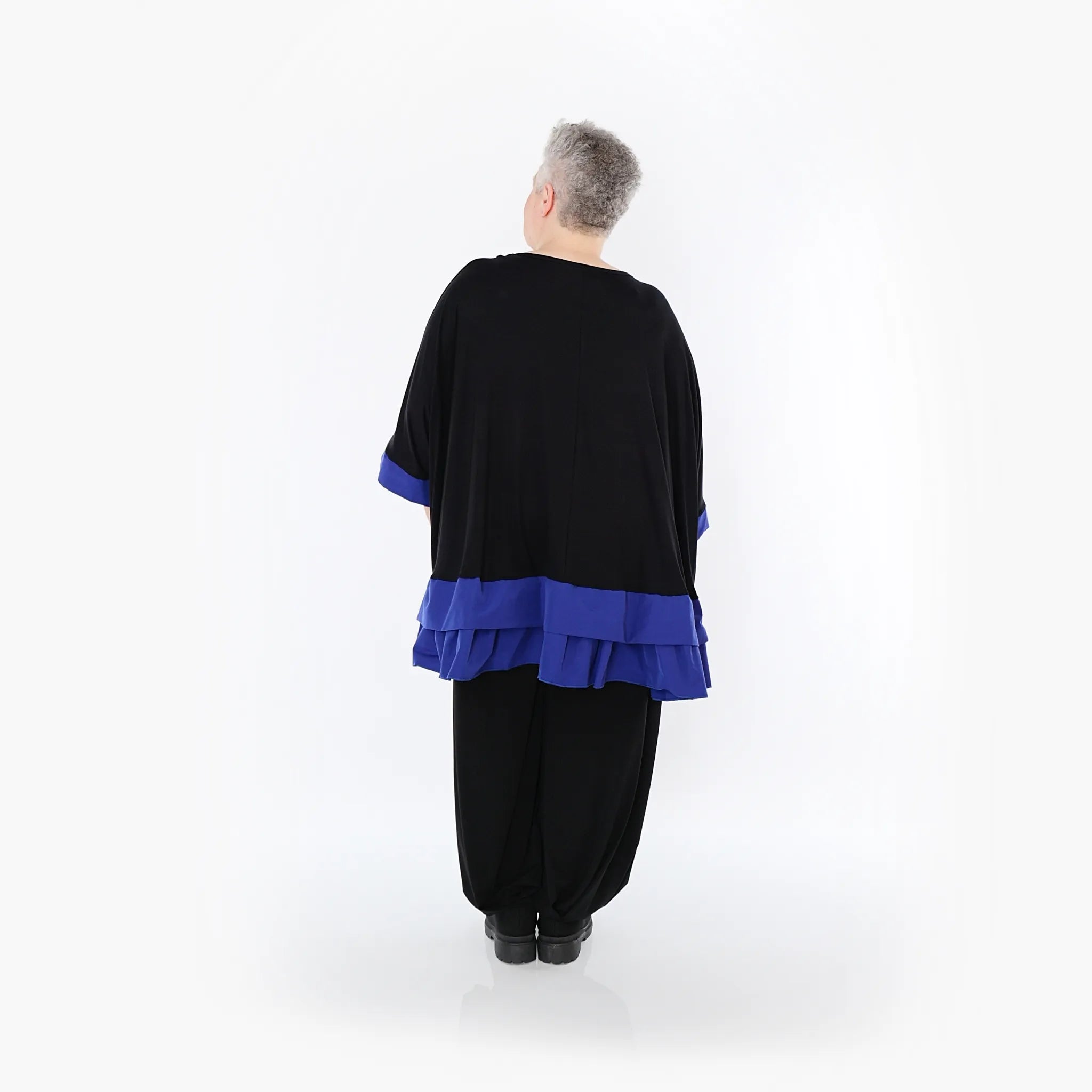 Chemise ample AKH Fashion 7103, noir-bleu roi