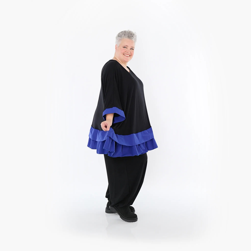 Chemise ample AKH Fashion 7103, noir-bleu roi